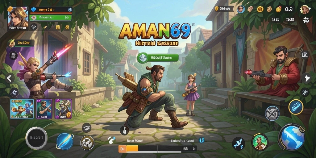 Tampilan gameplay AMAN69 yang ceria dan penuh warna.