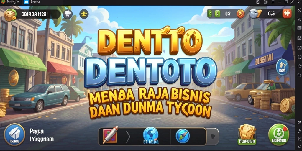 Tampilan gameplay DENTOTO yang penuh warna dan menarik di dunia Tycoon.