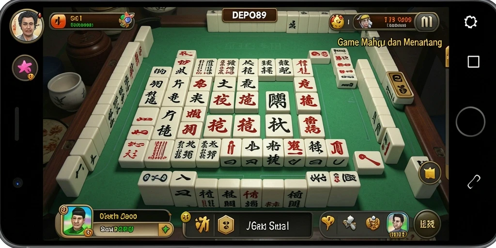 Screenshot gameplay DEPO89 menampilkan keseruan permainan Mahjong.