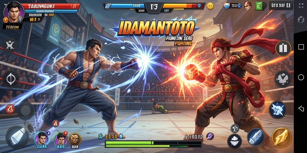Tangkapan layar gameplay <strong>IDAMANTOTO</strong> yang menampilkan aksi pertarungan yang intens.