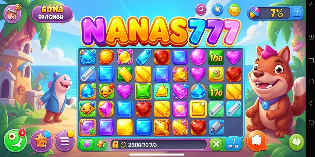 Screenshot gameplay NANAS777 menampilkan keseruan mencocokkan buah-buahan.