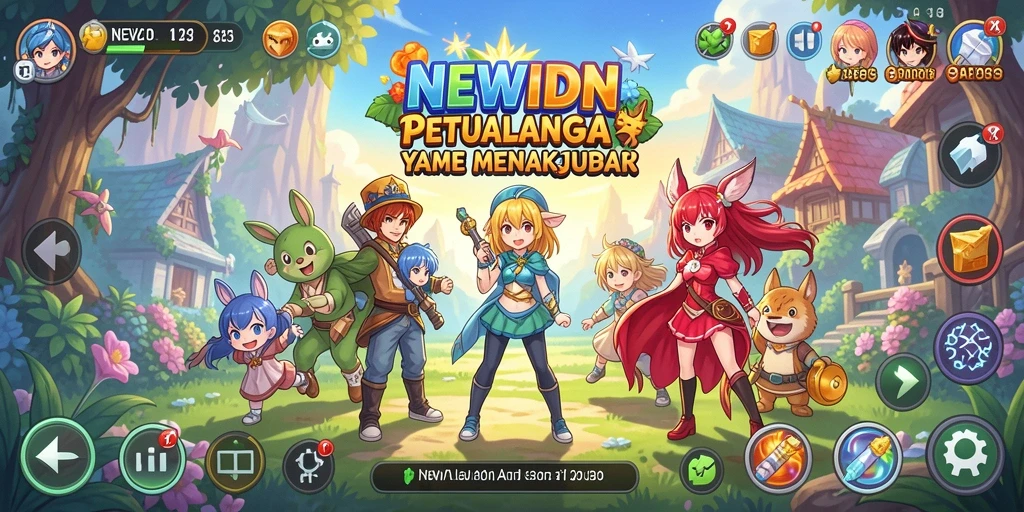 Tampilan permainan <strong>NEWIDN</strong> yang penuh warna dan karakter Anime yang menarik.