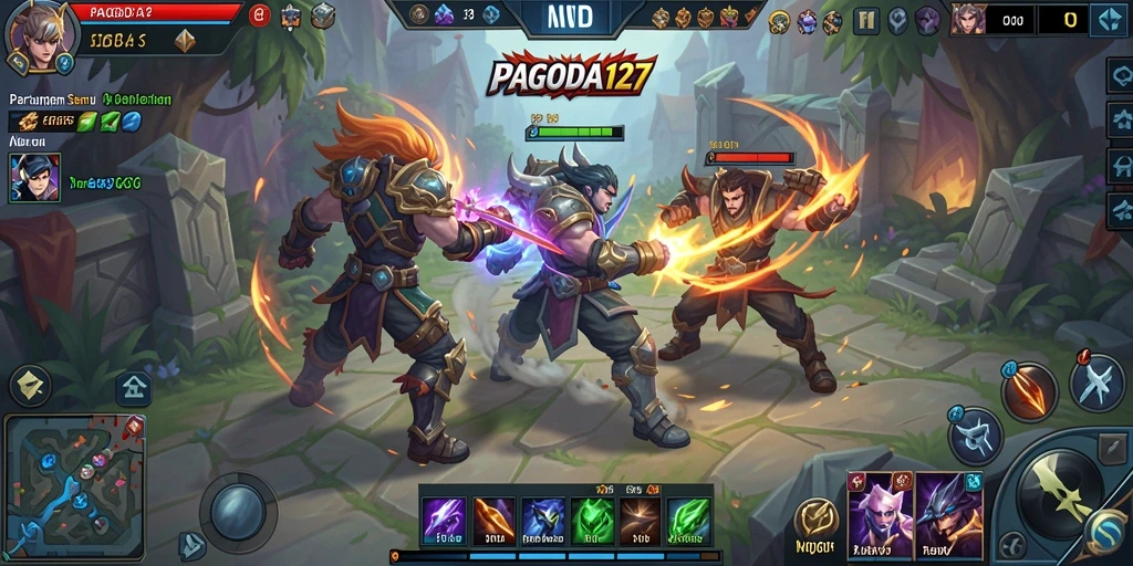Tampilan gameplay seru di PAGODA127 dengan karakter yang beragam dan strategi tim.
