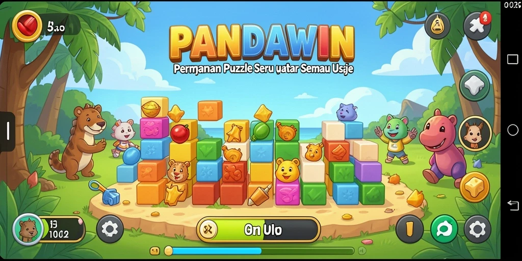 Screenshot gameplay <strong>PANDAWIN</strong> menampilkan tantangan puzzle yang menarik.