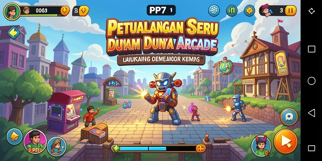 Screenshot gameplay PP7 dengan berbagai tantangan Arcade yang seru.