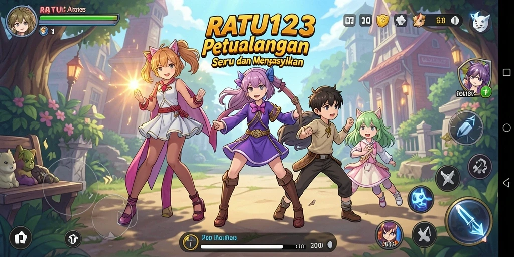 Screenshot gameplay menarik dari RATU123 dengan aksi anime penuh warna.