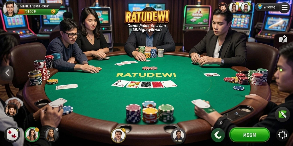 Tampilan menarik dari gameplay Poker di RATUDEWI.