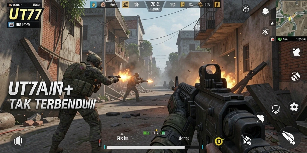 Gameplay intens di arena UT77 yang penuh aksi.
